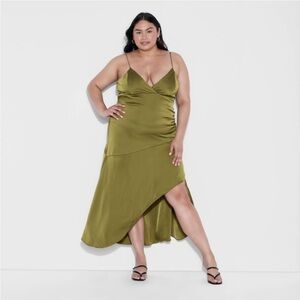 Chic Asymmetrical Olive Dress